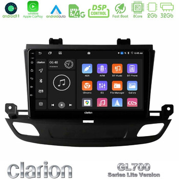 Clarion Gl700 Lite Series 8core Android11 2+32gb Opel Insignia 2 2017-2020 Navigation Multimedia Tablet 9" με Carplay & Android Auto u-G72l-Op1402