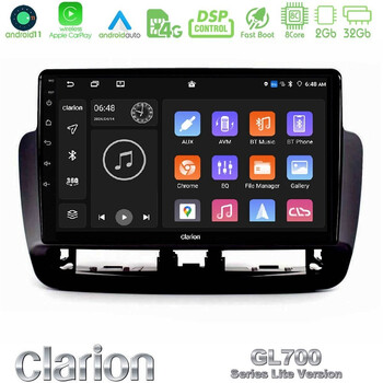 Clarion Gl700 Lite Series 8core Android11 2+32gb Seat Ibiza 2012-2015 Navigation Multimedia Tablet 9" με Carplay & Android Auto u-G72l-St1832bl
