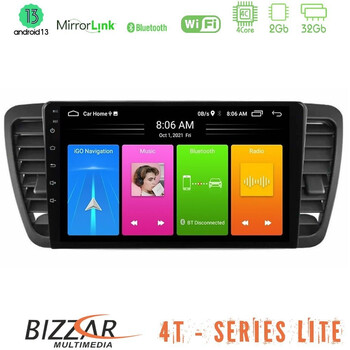 Bizzar 4t Series Subaru Legacy/outback 2002-2008 4core Android13 2+32gb Navigation Multimedia Tablet 9" u-lvb-Su0969