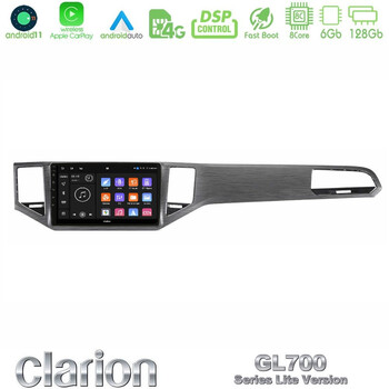 Clarion Gl700 Lite Series 8core Android11 6+128gb vw Sportsvan 2014-2020 Navigation Multimedia Tablet 9" με Carplay & Android Auto u-G76l-Vw0135sg