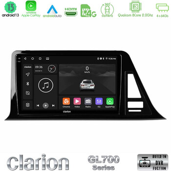 Clarion Gl700 Series 8core Android13 4+64gb Toyota ch-r (Χωρίς Εργ.οθόνη) Navigation Multimedia Tablet 9" με Carplay & Android Auto u-gl7-Ty0301
