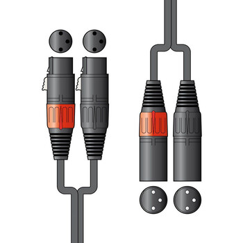 Chord 2XF-2XM075 Καλώδιο Ήχου 2 x XLR Female - 2 x XLR Male 0.75m (Τεμάχιο)