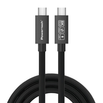 POWERTECH καλώδιο USB-C PTR-0165, USB4, 240W, 40Gbps, 8K/60Hz, 1m, μαύρο