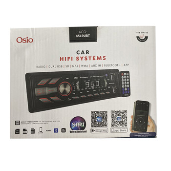 ACO-4519UBT/OSIO RADIO 1 DIN DUAL USB/FM/SD/MP3/WMA/BLUETOOTH 180W ΜΕ ΕΠΙΛΟΓΗ ΦΩΤΙΣΜΟΥ 3 ΧΡΩΜΑΤΩΝ & ΧΕΙΡΙΣΤΗΡΙΟ OSIO - 1 τεμ.
