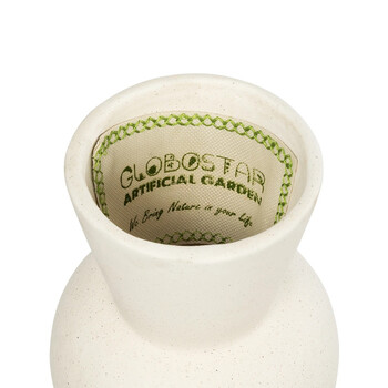 GloboStar® Artificial Garden BANGKOK 21274 Διακοσμητική Κεραμική Γλάστρα Μπεζ Μ12.5 x Π12.5 x Υ23cm