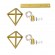 GloboStar® TRIANGLE 00615 Μοντέρνο Κρεμαστό Φωτιστικό Οροφής Δίφωτο 2 x E27 Χρυσό Μεταλλικό Πλέγμα Μ60 x Π22 x Y130cm