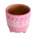 GloboStar® Artificial Garden MARRAKECH 20505 Διακοσμητικό Κεραμικό Κασπώ Γλάστρα - Flower Pot Ροζ με Λευκό Φ16 x Υ16cm