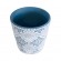 GloboStar® Artificial Garden CASABLANCA 20517 Διακοσμητικό Κεραμικό Κασπώ Γλάστρα - Flower Pot Λευκό με Μπλε Φ14 x Υ13cm