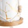 GloboStar® Artificial Garden USBOA 20545 Κρεμαστό Διακοσμητικό Κεραμικό Κασπώ Γλάστρα - Flower Pot Λευκό με Χρυσές Λεπτομέρειες και Μπεζ Ξύλινη Βάση Φ10 x Υ40cm