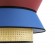 GloboStar® SAIGE 01919 Boho Κρεμαστό Φωτιστικό Οροφής Μονόφωτο 1 x E27 AC220-240V IP20 - Φ50 x Υ43cm - Μπεζ Μπαμπού Πλέγμα με Κόκκινο και Μπλε Υφασμάτινο Καπέλο - 5 Χρόνια Εγγύηση