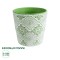 GloboStar® Artificial Garden ASWAN 20515 Διακοσμητικό Κεραμικό Κασπώ Γλάστρα - Flower Pot Λευκό με Πράσινο Φ14 x Υ13cm