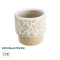 GloboStar® Artificial Garden RAFFAELO 20544 Διακοσμητικό Κεραμικό Κασπώ Γλάστρα - Flower Pot Μπεζ με Λευκό Φ11 x Υ11cm