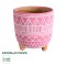 GloboStar® Artificial Garden MARRAKECH 20505 Διακοσμητικό Κεραμικό Κασπώ Γλάστρα - Flower Pot Ροζ με Λευκό Φ16 x Υ16cm