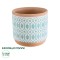 GloboStar® Artificial Garden DELHI 20523 Διακοσμητικό Κεραμικό Κασπώ Γλάστρα - Flower Pot Γαλάζιο με Λευκό και Μπεζ Φ14.5 x Υ13cm