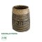 GloboStar® Artificial Garden INDIANA 20584 Διακοσμητικό Πλεκτό Καλάθι - Κασπώ Γλάστρα - Flower Pot Καφέ με Μαύρο Φ18 x Υ22cm
