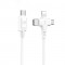 LAMTECH 3 IN 1 CHARGING TYPE-C CABLE TO TYPE-C/LIGHTNING/MICRO USB 1M WHITE