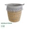GloboStar® Artificial Garden SYROS 20571 Διακοσμητικό Πλεκτό Κασπώ Γλάστρα - Flower Pot Μπεζ με Γκρι Φ26 x Υ28cm