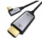 CABLETIME καλώδιο USB-C σε HDMI CT-CMRHD1, γωνιακό, 4K/60Hz, 1.8m, μαύρο