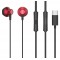 CELEBRAT earphones με μικρόφωνο D14, USB-C, 1.2m, κόκκινα