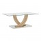 Τραπέζι σαλονιού Kasmora pakoworld φυσικό ξύλο-γυαλί 110x60x45εκ